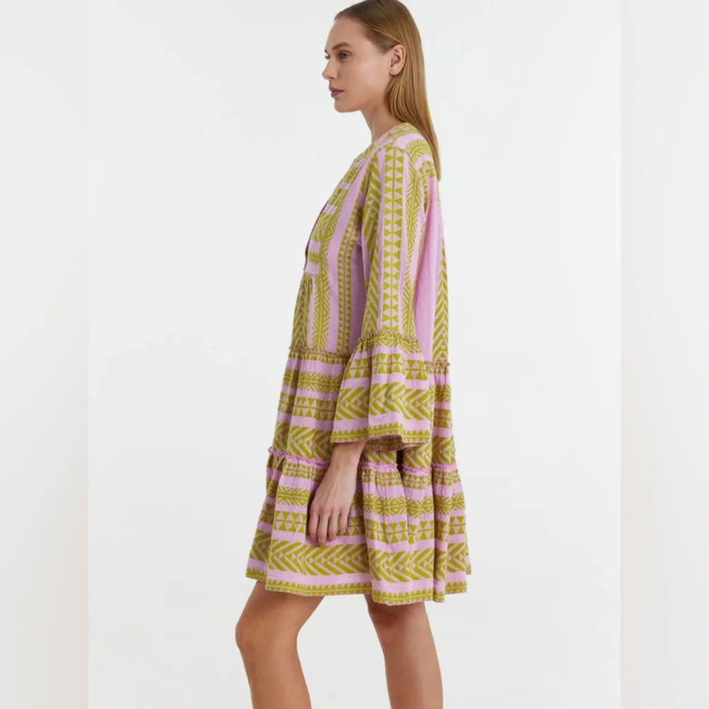 Devotion Twins Midi Dress Green Pink NWT Sz S - Picture 2 of 11